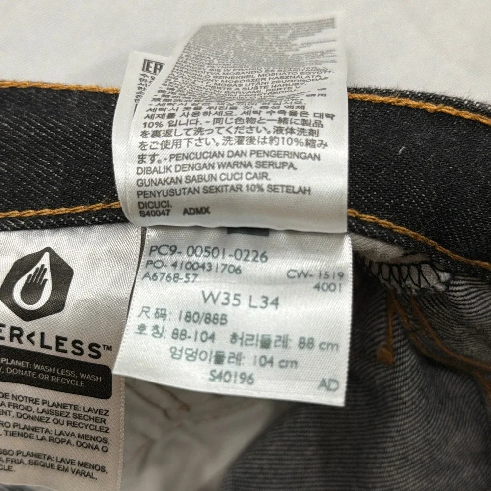 Levi's Jeans 501 Original Fit Button Fly Dark Wash Black Mens 34x32